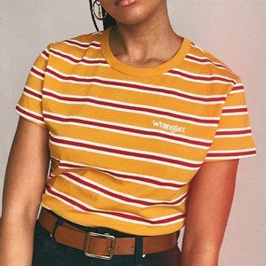 Wrangler Yellow Red Striped Tee – M (EUC)